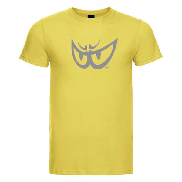 t-shirt gialla in cotone biologico con logo