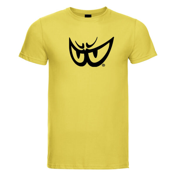 t-shirt gialla in cotone bio con logo nero