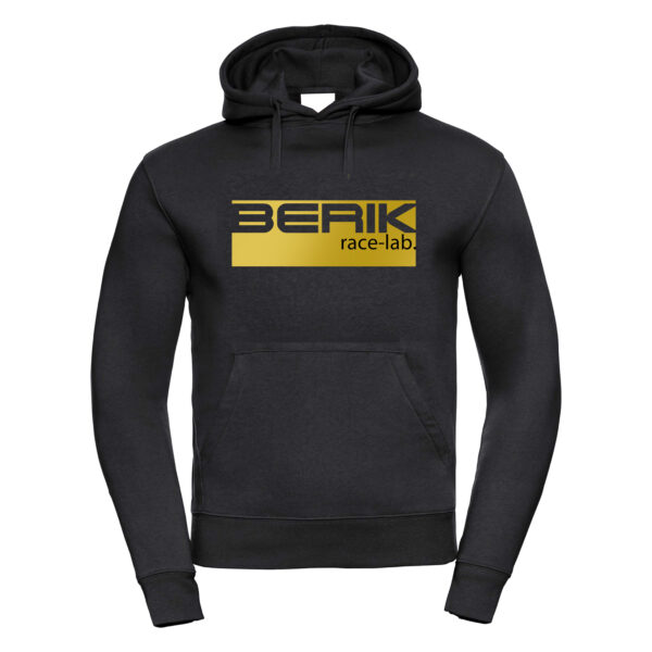 Felpa nera da uomo con cappuccio SOUL RACE e logo oro Berik