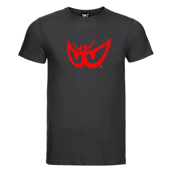 t-shirt nera in cotone biologico con logo rosso