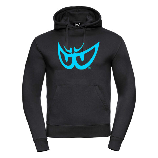 Felpa nera da uomo con cappuccio LOGO Azzurro