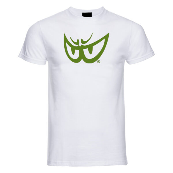 t-shirt bianca in cotone bio con logo verde