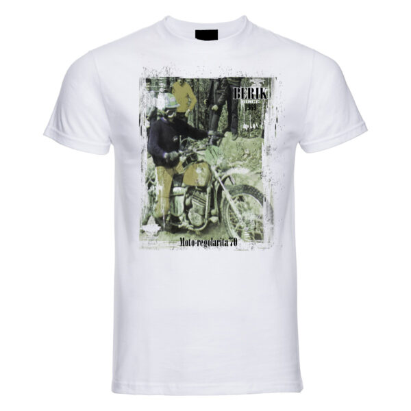 t-shirt bianca uomo con grafica old style enduro