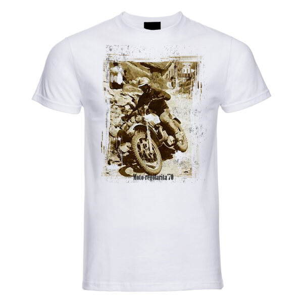 t-shirt bianca uomo con grafica old enduro