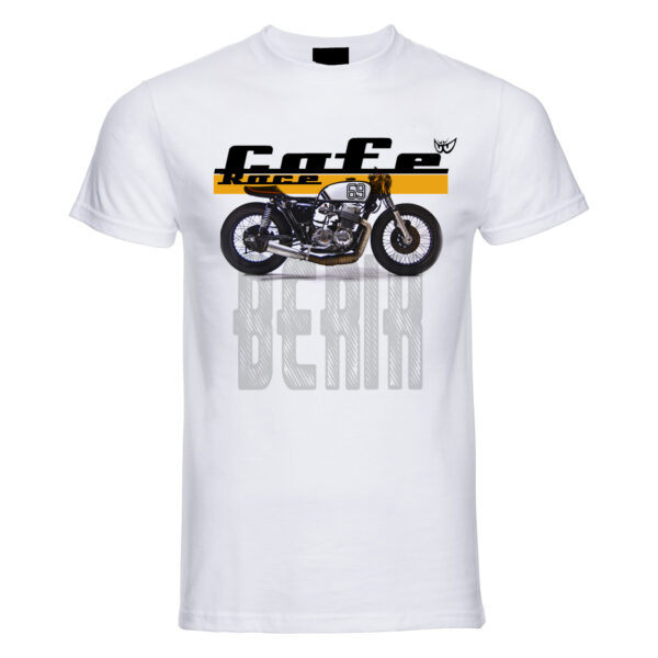 T-shirt Bianca Sportiva con grafica Cafè Race