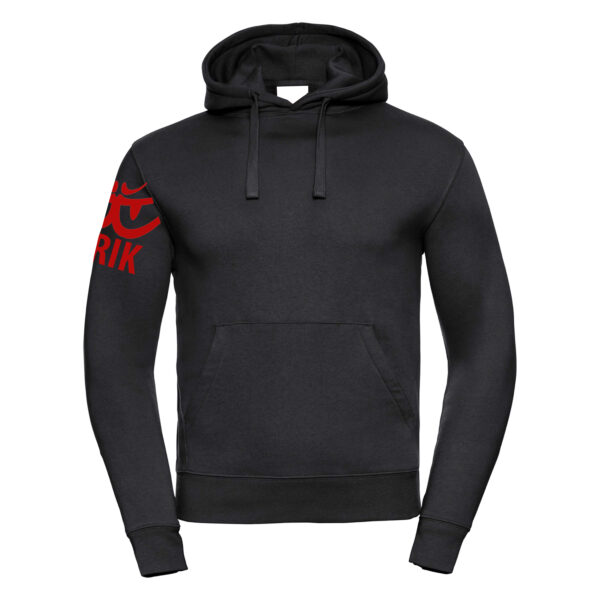 felpa nera uomo con cappuccio Berik Sleeve Logo Rosso