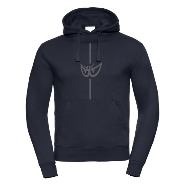 felpa nera con cappuccio e grafica Minimal Argento