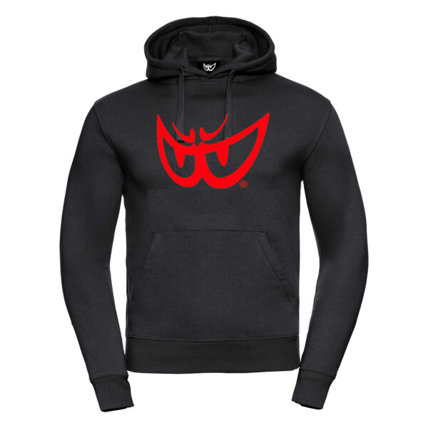 Felpa nera da uomo con cappuccio LOGO Rosso
