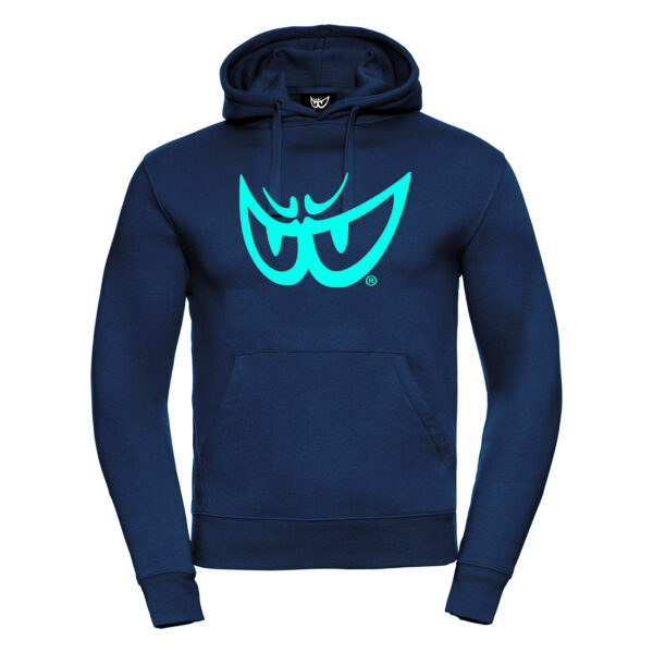 Felpa blu da uomo con cappuccio LOGO Verde Acqua