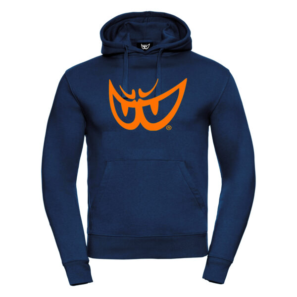 Felpa blu da uomo con cappuccio LOGO Arancione