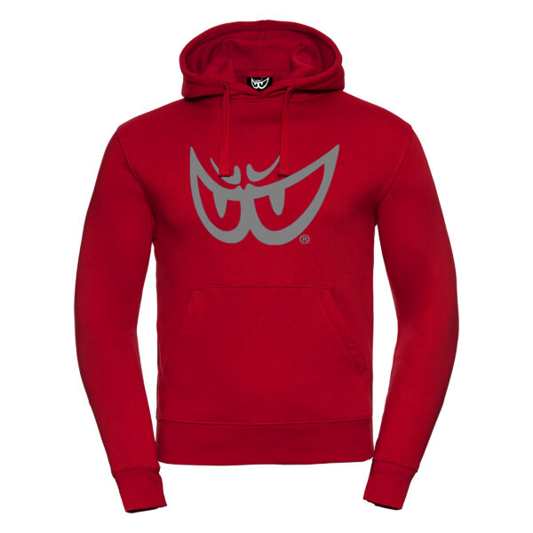 Felpa rossa da uomo con cappuccio LOGO Argento