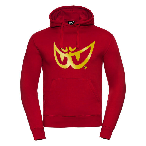 Felpa rossa da uomo con cappuccio LOGO Arancione