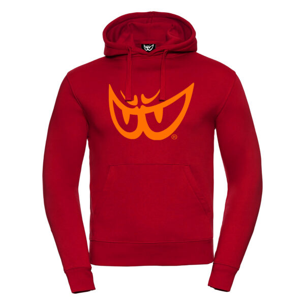 Felpa rossa da uomo con cappuccio LOGO Giallo