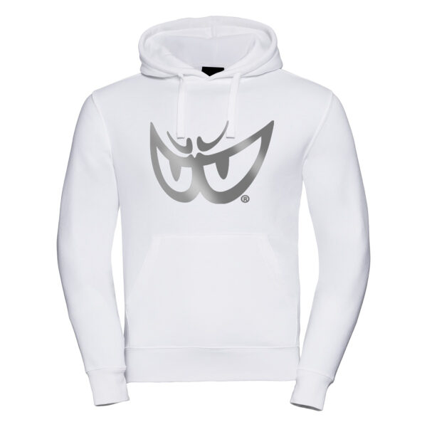 Felpa bianca da uomo con cappuccio LOGO Argento