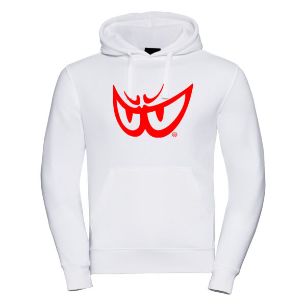 Felpa bianca da uomo con cappuccio LOGO Rosso