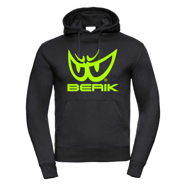 felpa nera da uomo con cappuccio SOUL RACE e logo verde fluo Berik
