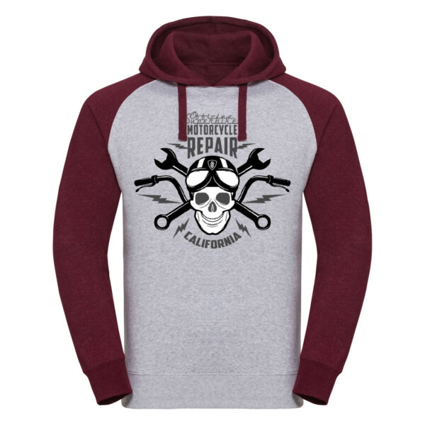 felpa baseball uomo con cappuccio Bicolor Grigio/Rosso