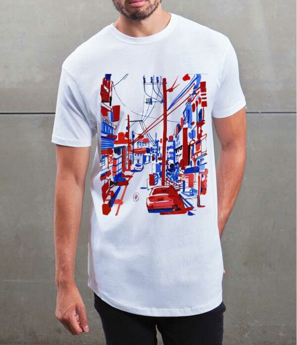 T-shirt bianca lunga da uomo Street
