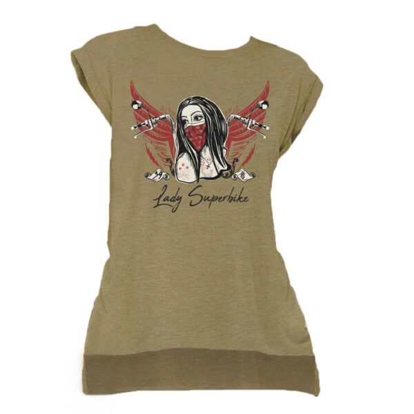 T-shirt Verde Militare LADY SUPERBIKE Style