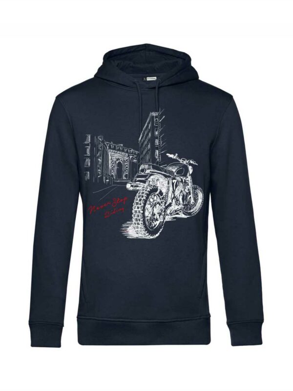 felpa blu da uomo con cappuccio e grafica Elegance Style