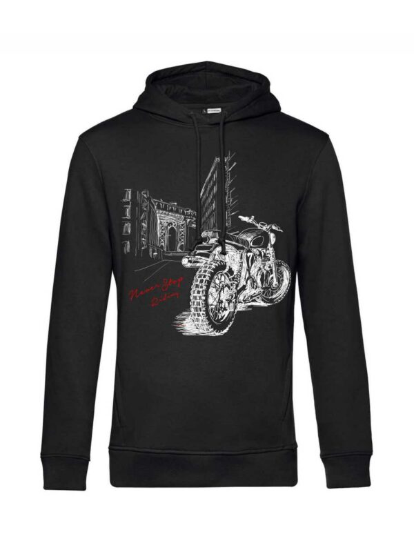 felpa nera da uomo con cappuccio e grafica Elegance Style