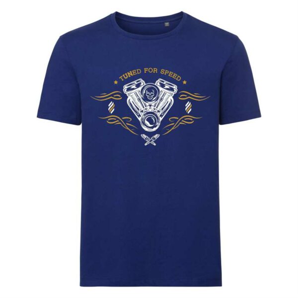 T-shirt blu in cotone con grafica American/UK Style